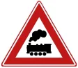 Railway crossing without barriers.