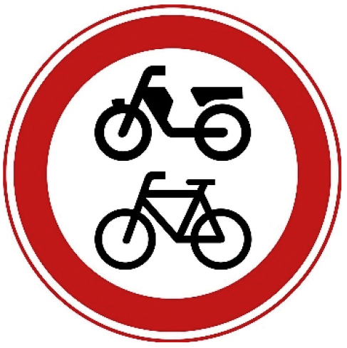 Gesloten voor fietsen, bromfietsen en gehandicaptenvoertuigen.