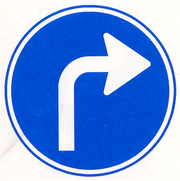 Bord D5: Verplicht rechtsaf