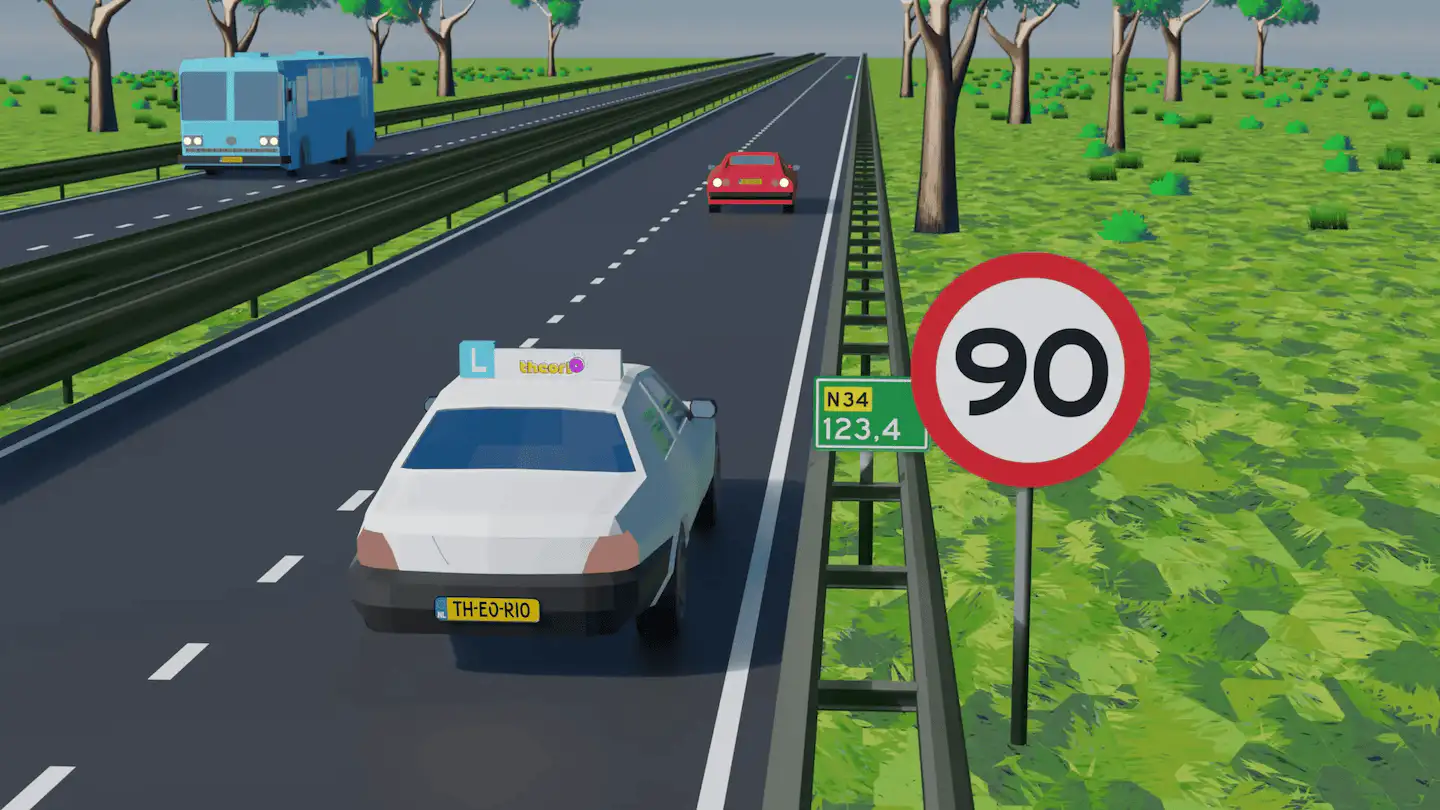 snelweg met snelheidsbeperking van 90km/u