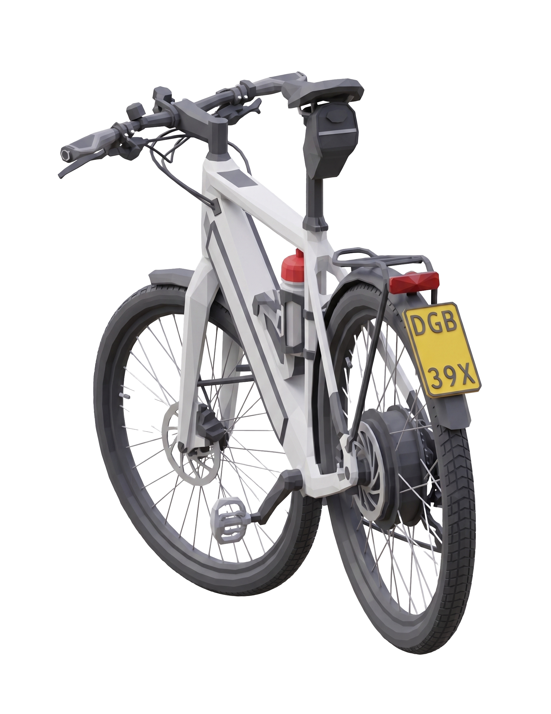 Speed-pedelec: een elektrische fiets met een klein geel kenteken aan de achterkant