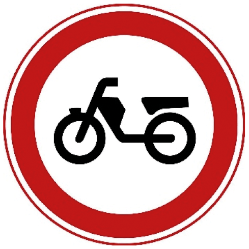 Gesloten voor brom- en snorfietsen en gehandicaptenvoertuigen met werkende motor.