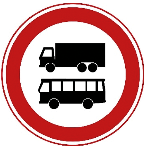 Gesloten voor autobussen en vrachtauto's.