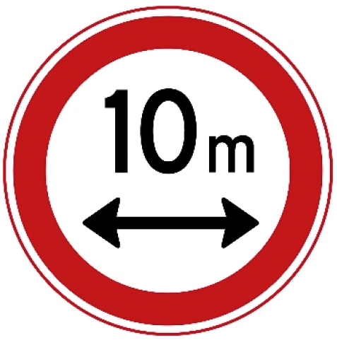 Gesloten voor voertuigen en samenstellen (met lading) langer dan op het bord aangegeven, bijvoorbeeld 10 meter.
