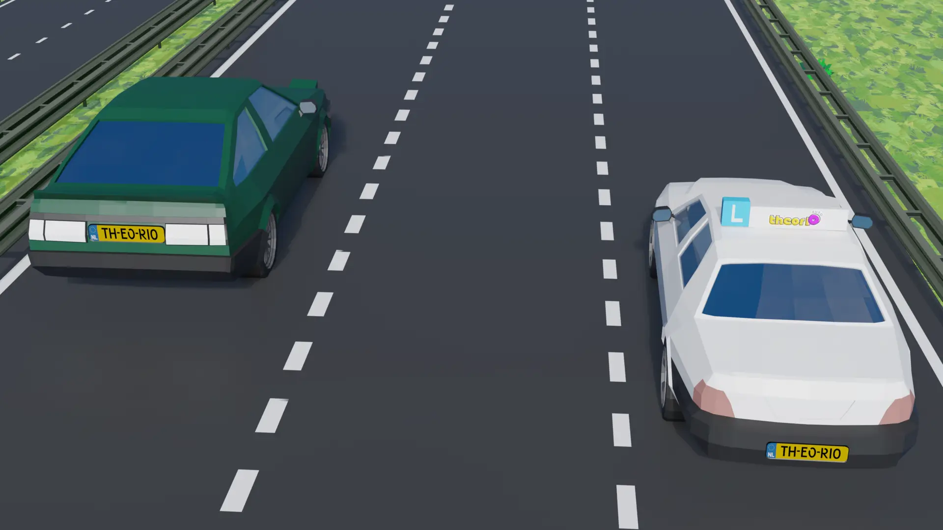 Auto die onnodig op de meest linkerrijstrook blijft rijden, met verkeer erachter dat er niet langs kan