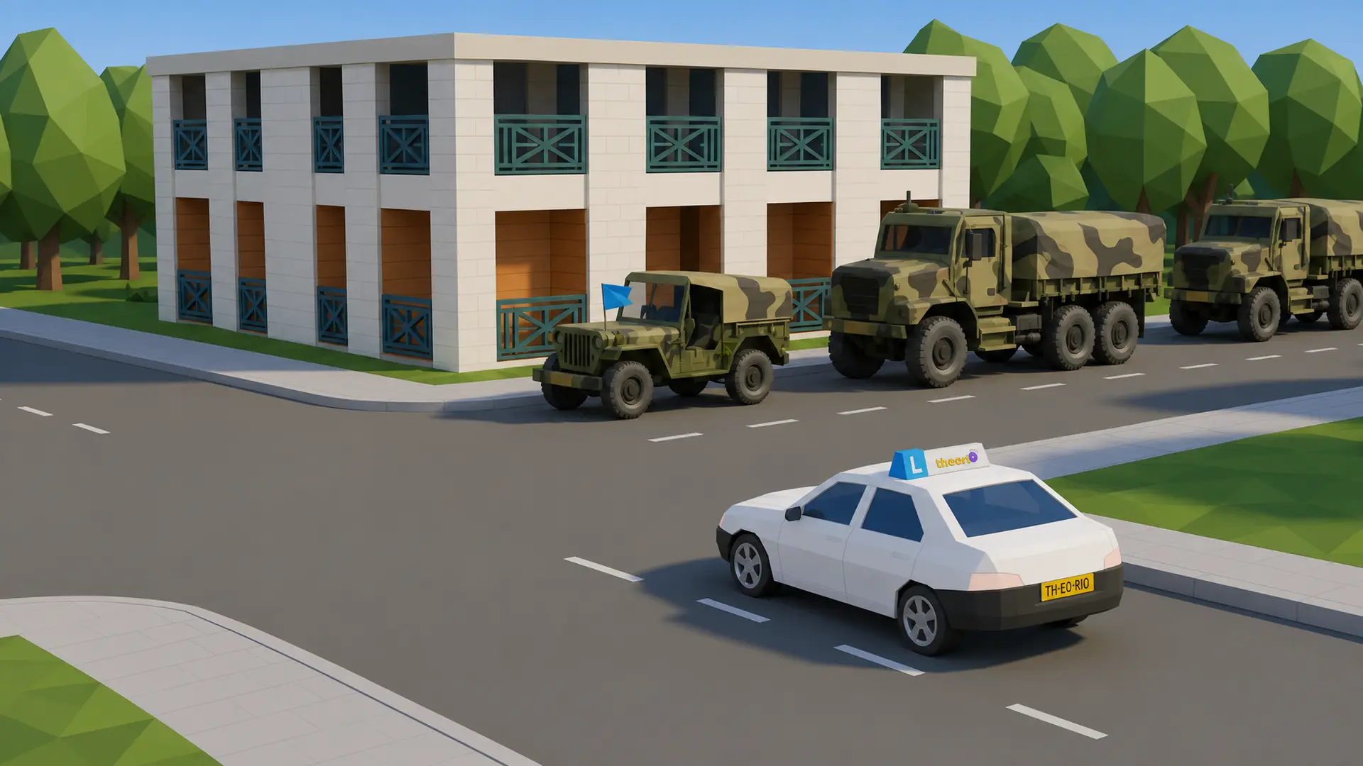 Een militaire colonne is een groep militaire voertuigen met speciale herkenningstekens. Je mag een militaire colonne niet doorsnijden op gelijkwaardige kruispunten.