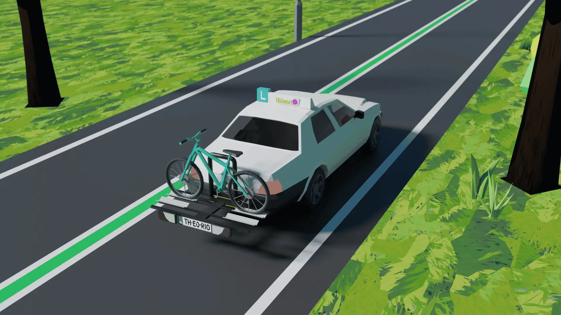 Auto met twee fietsen op een dakdrager