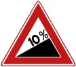Steep incline, for example, 10%.