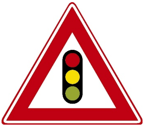 Verkeerslichten verderop.