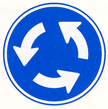 Rotonde, verplichte rijrichting.
