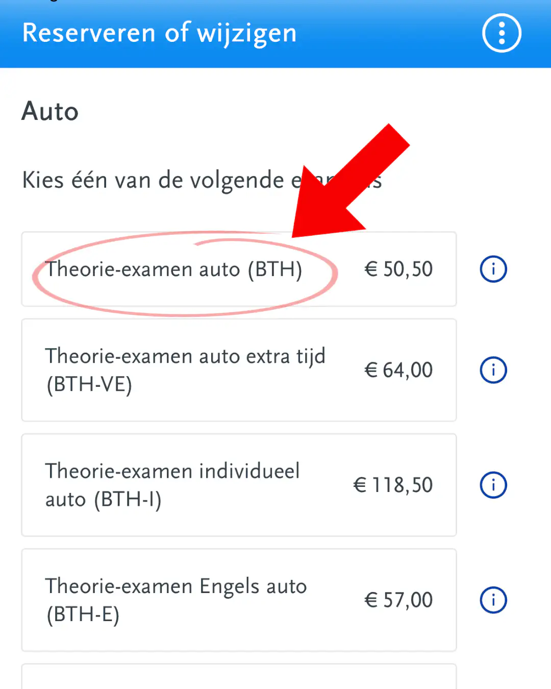 De Engelstalige versie van het theorie-examen auto kiezen