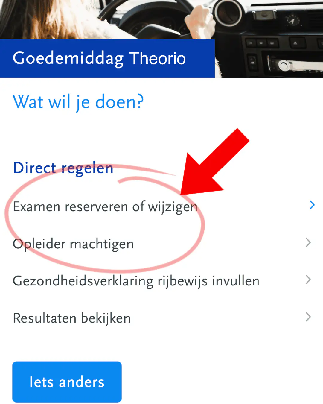 De knop Examen reserveren of wijzigen in Mijn CBR