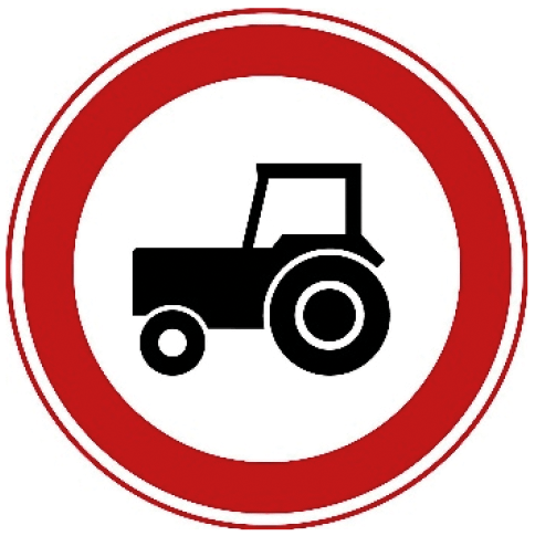 Gesloten voor landbouw- en bosbouwtrekkers, motorrijtuigen met beperkte snelheid en mobiele machines.