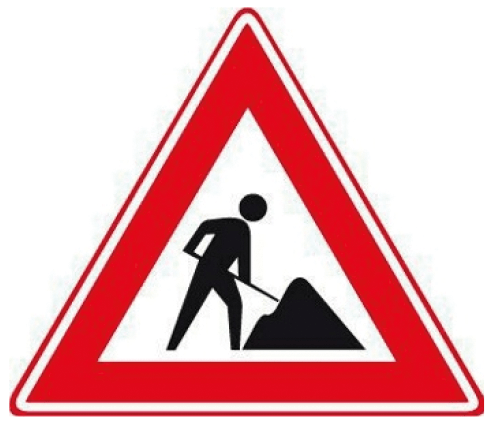 Werk in uitvoering / wegwerkzaamheden.