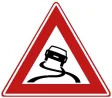 Slip hazard / slippery road surface.