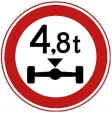 Closed for vehicles with a higher axle load than indicated on the sign, for example, 4.8 tonnes.