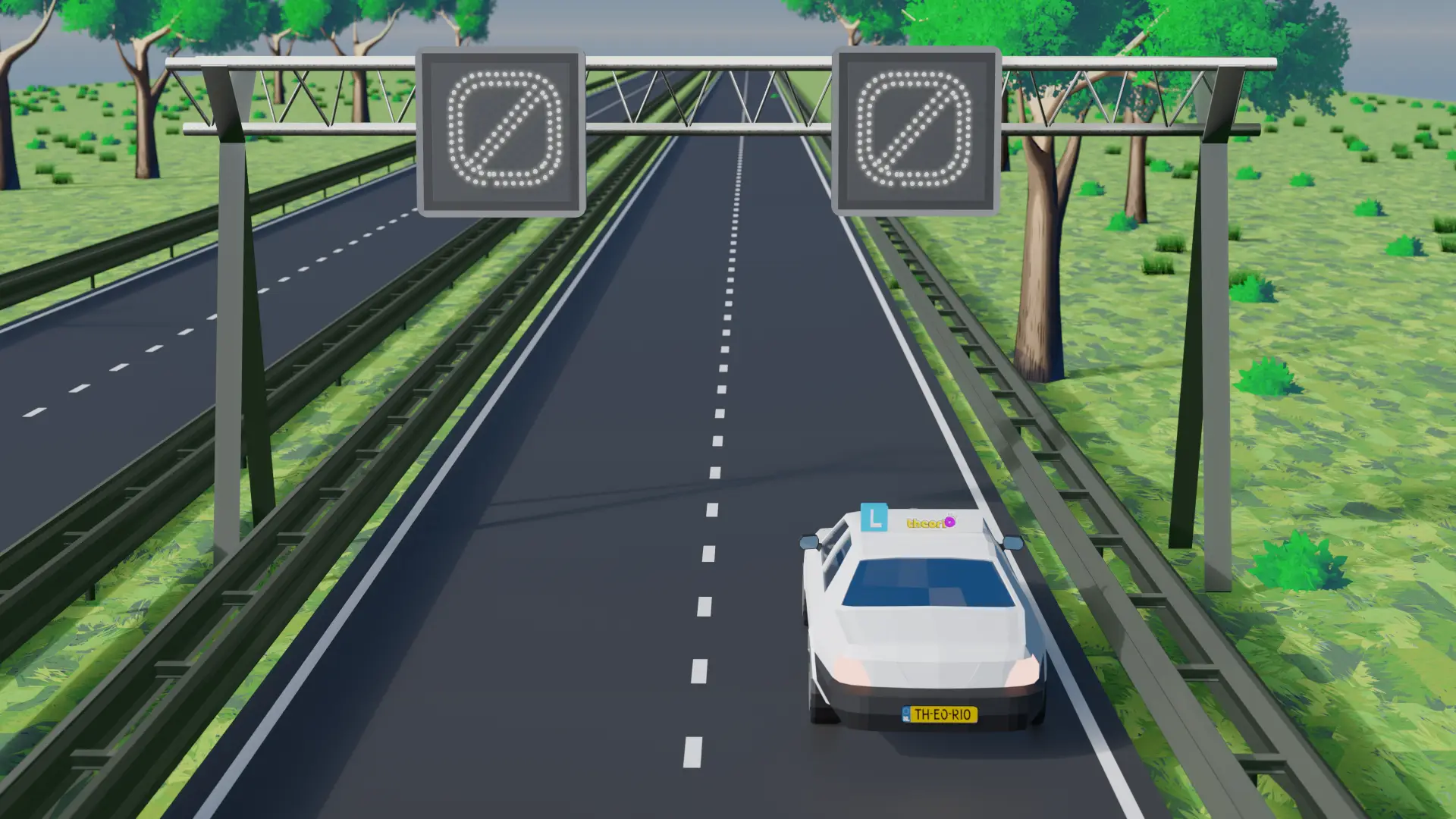 Einde maximum snelheid matrixbord: wit vierkant met een schuine streep